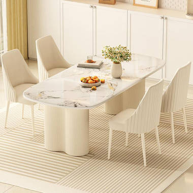 Cream stone top dining table